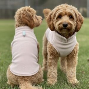 Gooby Peach Fleece Pull-Over Sweater Vest With Leather O-Ring Attachment, S+